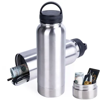 Produktbild von Safe Wasserflasche, 705ML,Edelstahlflasche mit verstecktem Fach für die Lagerung-Silber Weiß