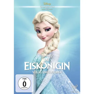 A DVD cover for the movie 'Die Eiskönigin - Völlig unverfroren' featuring the character Elsa.