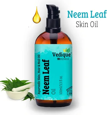 Produktbild von VEDIQUE REMEDIES Neemblattl | 100 ml (3,38 fl oz) | Ayurvedisches Mehrzweck-Hautl | Tief heilend und entgiftend | Alles natrlich