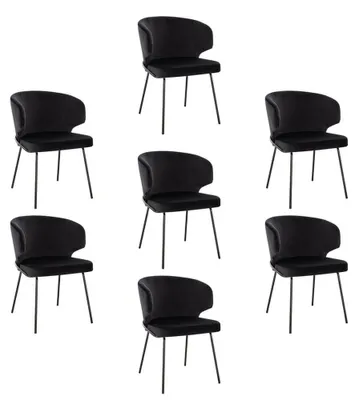 Produktbild von HOME DELUXE - Polsterstuhl AMARA- 7 Stück, Farbe: Samt Schwarz - weiche Polsterung, bis 120 kg belastbar I Küchenstuhl Speisestühle Esszimmerstühle