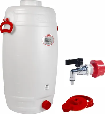 Produktbild von Graf Getränkefass Kunststofffass Rund 50 Liter mit Messing Auslaufhahn 3/4"
