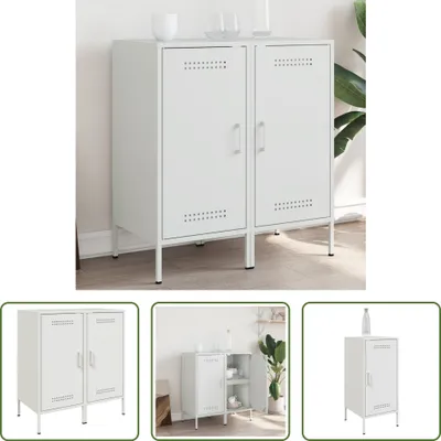Obrázok produktu pre The Living Store Príborníky 2 ks. Biele 36x39x79 cm Oceľ valcovaná za studena