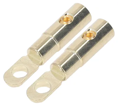 Zdjęcie produktu dla Para końcówek akumulatorowych typu O-ring, mosiężne, pozłacane, o wysokiej dokładności, bez spawania, do modyfikacji audio, 8GA dla 8?10GA