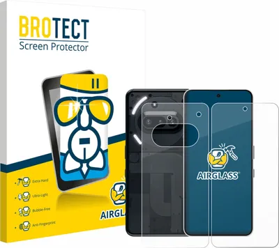 Produktbild von BROTECT Schutzglas für Nothing Phone (3a) (Display+Rückseite) Schutzfolie Panzer Folie Glas Display Schutz klar