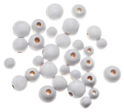 Image de Perles en bois, blanches 30pcs