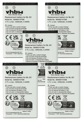 Produktbild von vhbw 5x Akku Ersatz für Sigmatel 20090415-1 für Handy Smartphone Telefon (1200 mAh, 3,7 V, Li-Ion)