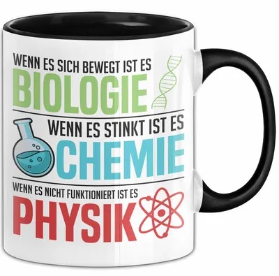 Produktbild von Naturwissenschaftler Tasse Geschenk Biologie Chemie Physik Lehrer Nerd Geek Wissenschaft Schule (Schwarz)