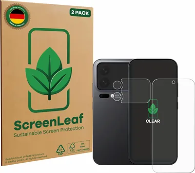 Produktbild von 2x ScreenLeaf Schutzfolie für Xiaomi 17 Pro (Display+Kamera) nachhaltiger Displayschutz Display Schutz Folie Klar Transparent