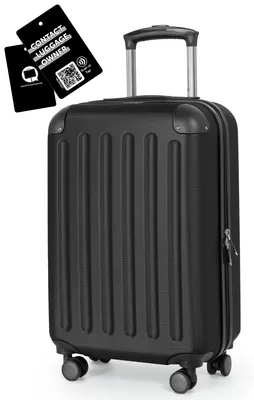 Produktbild von Hauptstadtkoffer Spree - leichter Bordkoffer + Digitaler Namensschild / Gepäckanhänger - Flugzeug Trolley für alle Airlines 55x35x20 cm - 2,3 kg - 33L,Schwarz
