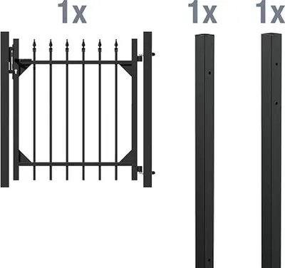Zdjęcie produktu dla Alberts 510459 Pojedynczy zestaw bram Chaussee, do zabetonowania, antracyt, wysokość 120 cm, szerokość 1 m