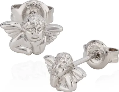 Produktbild von Paar Ohrstecker Träumer Engel 925 Silber 6x9mm glänzende Schutzengel Ohrringe