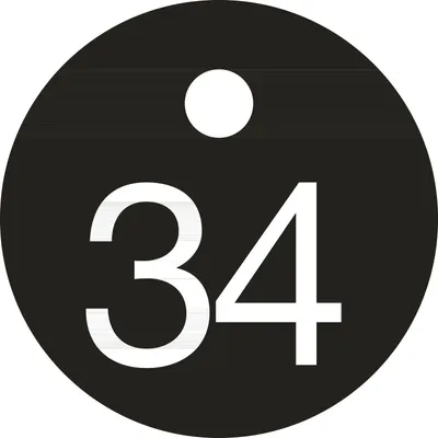 Produktbild von Schlüsselnummer - ø 25, Nummer 34, Aluminium schwarz eloxiert
