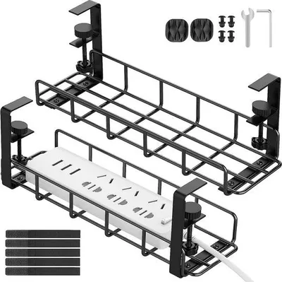 Produktbild von Famanu Kabelmanagement Tray - Metall Kabelkanäle Schwarz (Set von 2)