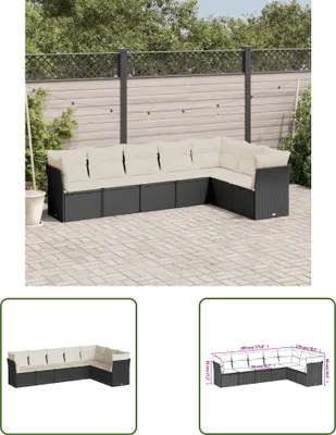 Produktbild von The Living Store 7-tlg. Garten-Sofagarnitur mit Kissen Schwarz Poly Rattan