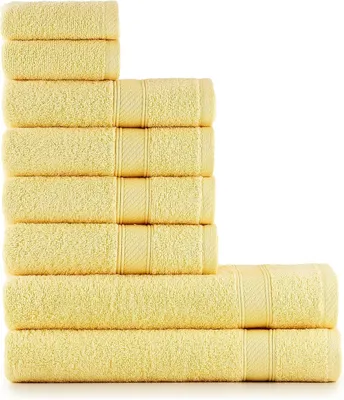 Produktbild von Handtücher Set 8 Stück, gelb, 100 % Baumwolle, für Badezimmer