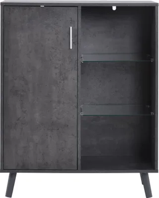 Produktbild von Kommode Sideboard Schrank, mit Tür, mit 3 eingebauten verstellbaren Regalen, 3 offenen Ablagen