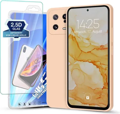 Produktbild von Hülle für Xiaomi 13 5G mit 9H Displayglas Displayschutz Plus Case Cover Bumper Silikon Softgrip Schutzhülle Farbe: Rosa