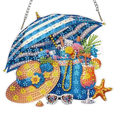 Immagine prodotto di Set per creare ciondoli "Diamond Painting" a tema estivo, ideali come decorazioni per finestre o come "acchiappa luce". Codice prodotto: GSL151