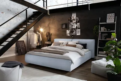 Produktbild von KAWOLA Bett CARLO Polsterbett Stoff hellblau 160x200cm