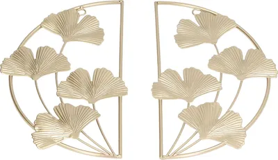 Zdjęcie produktu dla 2 Pcs Ginkgo Leaf Decoration Modern Simple Nordic Style Metal Golden Ginkgo Leaf Wrought Iron Wall Decoration