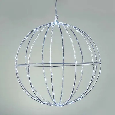 Obrázek produktu pro ACA Lighting D20CM stříbrná koule 96 LED, CW, 220-240V, IP44, 3m transparentní napájecí kabel X069624226