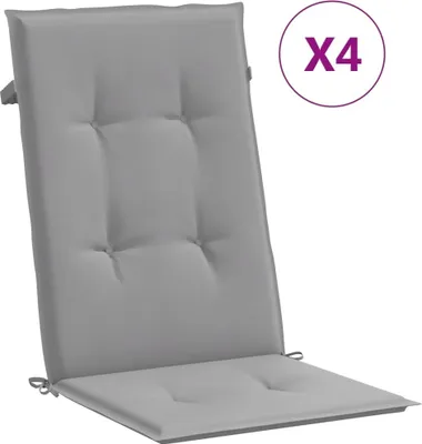 Image de vidaXL Coussin pour chaise de jardin à haut dossier 4 pcs. Gris 120x50x3cm Tissu