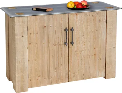 Produktbild von Sideboard HWC-L76, Kommode Schrank, Industrial Massiv-Holz MVG- 80x120x48cm, natur mit Metall-Optik