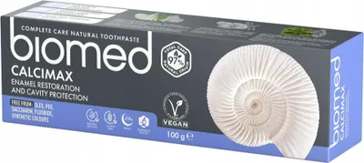 A box of Biomed Calcimax toothpaste.