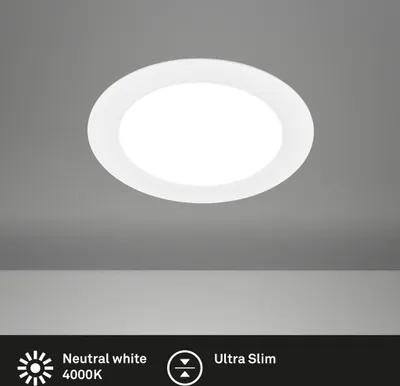 Zdjęcie produktu dla Briloner Jeft 1x LED reflektor wpuszczany 230V, Płaski, średnica 22 cm, Neutralne białe światło, Biały, Ø22 x 3 cm