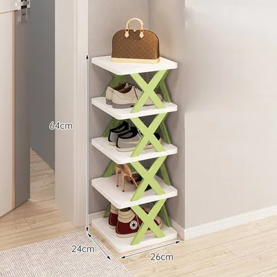 Imagen del producto de Estanterías de almacenamiento doméstico multicapa que ahorran espacio: sencillas, sin polvo, plegables, de color verde, con 5 niveles
