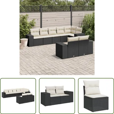 Produktbild von The Living Store 8-tlg. Garten-Sofagarnitur mit Kissen Schwarz Poly Rattan