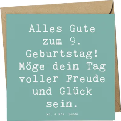 Produktbild von Mr. & Mrs. Panda Grußkarte Spruch 9. Geburtstag Freude - Meeresbrise - Geschenk, Geburtstagsgeschenk, doppelkarte, Kindergeburtstag, faltkarte, Geburtstagstorte