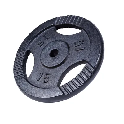 Produktbild von GORILLA SPORTS® Hantelscheiben - 15kg Gewichte, Tri-grip, 30mm, Gusseisen, Schwarz - Gewichtsscheiben, Hanteln Set