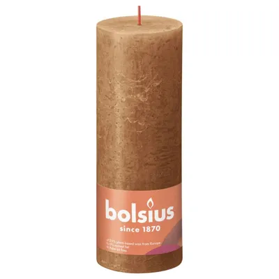 Zdjęcie produktu dla Bolsius Rustic Pillar Candles Shine 4 szt. 190x68 mm Spice Brown