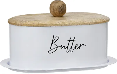 Immagine prodotto di Gilde Butterdose, "Vita", Schriftzug, Eisen, weiß, VE 3, L. 13,5 cm, B. 21 cm, H. 12,5 cm