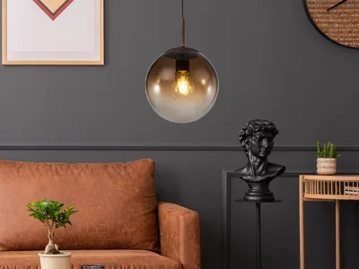 Produktbild von Stylische LED Amberglas Esstischlampen, Küchenlampe hängend für über Kücheninsel