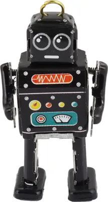 Produktbild von Blechspielzeug Mini Roboter schwarz Miniatur Figur Blechroboter