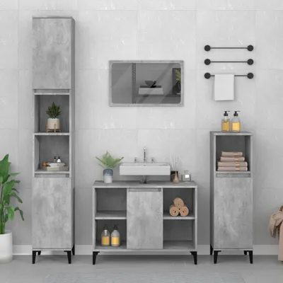 Produktbild von Waschbeckenunterschrank Betongrau 80x33x60 cm Holzwerkstoff , Badezimmerschränke Design 2024