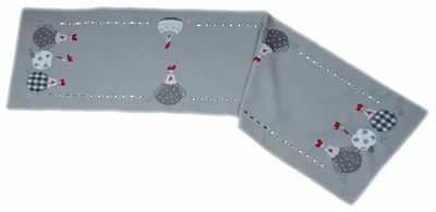 Produktbild von Tischdecke Tischläufer Stickerei verrückte Hühner Ostern 40 x 140 cm - grau