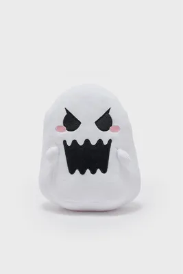 A plush toy ghost with an angry expression.