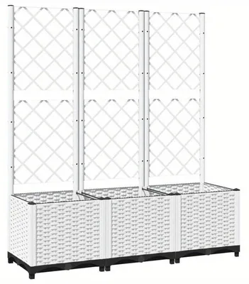 Obrázok produktu pre Vonkajší kvetináč s popínavou mriežkou, bielej farby, vyrobený z odolného polypropylénu, rozmer 120x40x136 cm