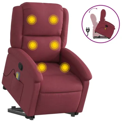 Produktbild von Massagesessel mit Aufstehhilfe Weinrot Stoff