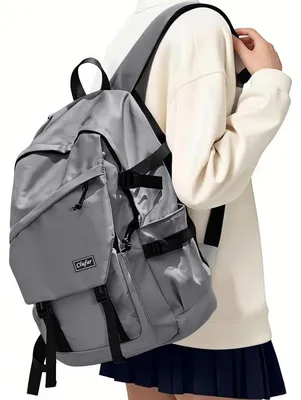 Image de Sac à dos pour homme, gris, imperméable, idéal pour les loisirs, l'école, dimensions : 32x14x45 cm, en nylon