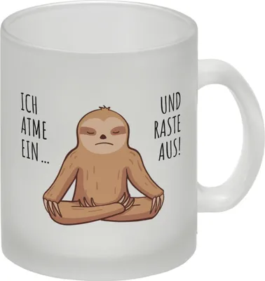 Produktbild von Ich atme ein... und raste aus Faultier Glas Tasse