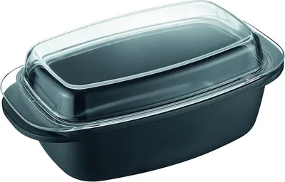 Imagen del producto de Sartén de aluminio fundido sin PFAS, con tapa de vidrio, de 32 x 21 cm.