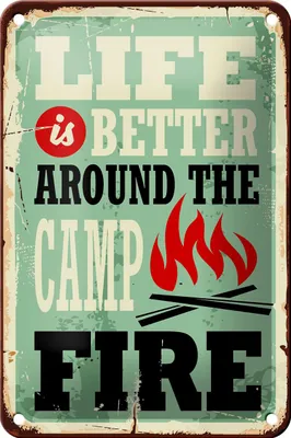 Produktbild von Blechschild Retro 12x18cm Camping campfire life is better