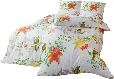 Produktbild von 2tlg. Mikrofaser Bettwäsche Bettwäschegarnitur Blumenmotiv 135x200cm 80x80cm