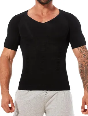 Productafbeelding van Compressie Shirt - Figuurvormend Ondergoed - Houding Corrigeren - Ademende Stof - N.v.t. - Zwart