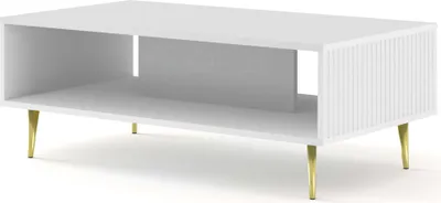 Zdjęcie produktu dla FURNLUX Stolik kawowy Ravenna B White And Gold 90cm / Kolor główny: Biały / Wymiary: 90 x 43 x 60 cm