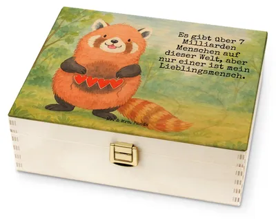 Produktbild von Mr. & Mrs. Panda teedose holz Roter Panda Design - Weiß - Geschenk, Tee Beutel Halter, Box, teebehälter, teebox, Liebe, Liebling, Herz, Lieblingsmensch, Rot, Tiermotive